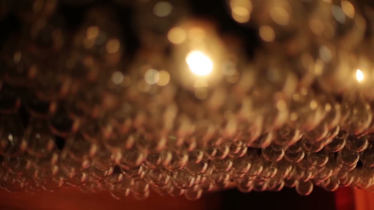 Warm lights glowing through glass beads